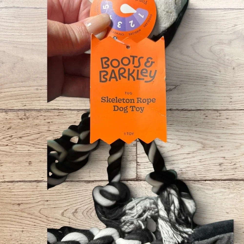 Boots & Barkley Skeleton Rope Dog Toy Halloween Plush Tug Cuddler Black NEW